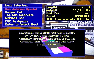 Heat Wave: Offshore Superboat Racing DOS Boat selection (VGA)