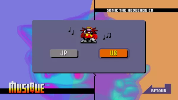 Sonic CD Windows DJ Eggman allows you to choose between the Japanese or American soundtrack