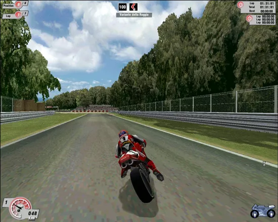Superbike 2000 Windows In the top centre of the screen the player gets advance information about the up coming corner