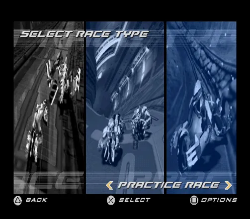 Kinetica PlayStation 2 Choosing a modality of race.