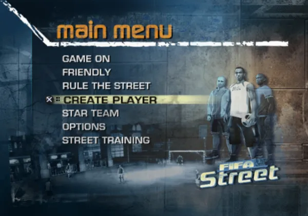 FIFA Street PlayStation 2 Menu screen.