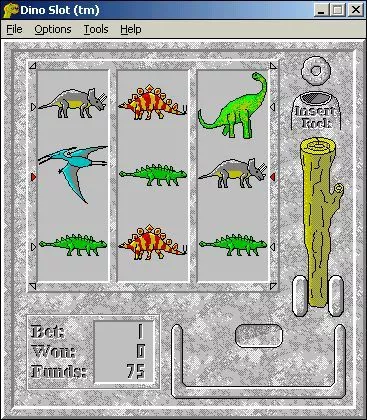 Dino Slot Windows 3.x The main game screen