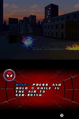 Spider-Man 2 Nintendo DS Hints and tutorial messages are scattered around the first chapter.