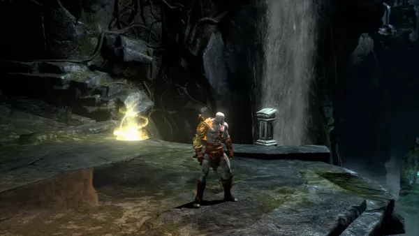 God of War III PlayStation 3 Use glowing light posts to save your game progress.
