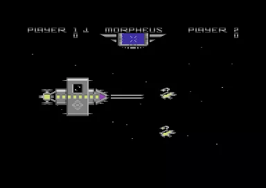 Morpheus Commodore 64 Shooting enemies. Look at your radar for the Orbitals.