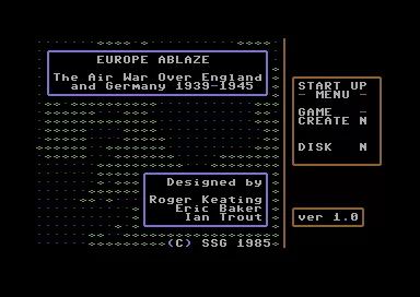 Europe Ablaze Commodore 64 Title screen.