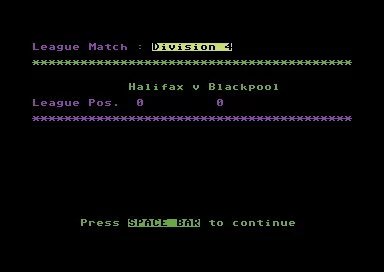 Football Manager Commodore 64 Your first game.