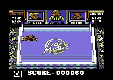 Wrestling Superstars Commodore 64 Pinned to the canvas.