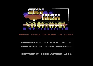 Sky High Stuntman Commodore 64 Title screen.