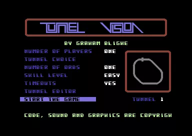 Tunnel Vision Commodore 64 Option screen.