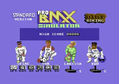 Professional BMX Simulator Commodore 64 Title screen.