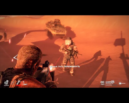 Spec Ops: The Line Windows A heavy armored enemy. If you see him this close you&#x27;re pretty much... well, dead.