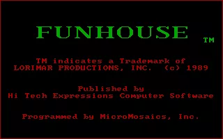 Fun House DOS Credits.