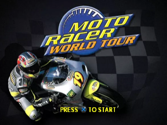 Moto Racer World Tour PlayStation Title screen.