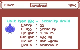 Paradroid Commodore 64 Unit 834 - Security droid