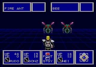 Phantasy Star II Genesis Rudo shoots an enemy