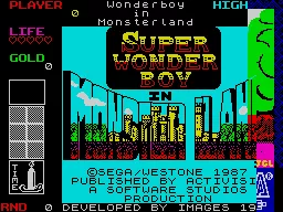 Wonder Boy in Monster Land ZX Spectrum Title screen.