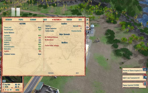 Tropico 4 Windows The faction in the game. This is why the loyalists don&#x27;t like El Presidente too much.