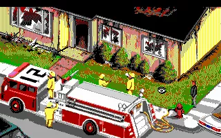 Police Quest 3: The Kindred DOS At the scene of a fire (EGA/Tandy)