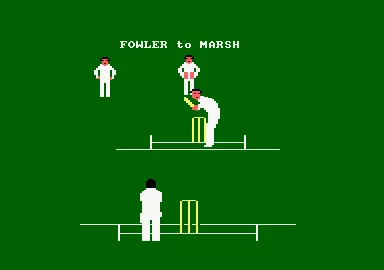 Graham Gooch&#x27;s Test Cricket Amstrad CPC Bowling to the batsman.