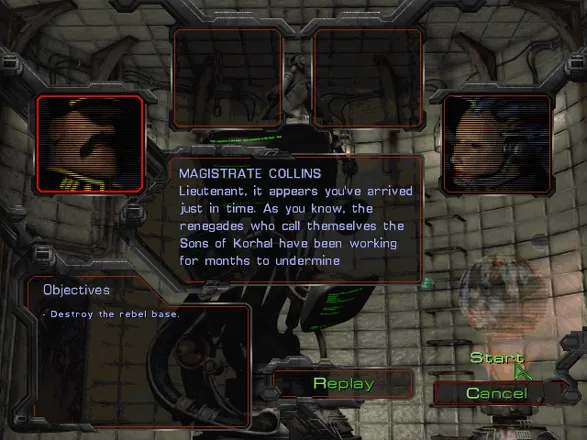 StarCraft (Demo Version) Windows The first mission&#x27;s briefing. All characters in the demo campaign use generic portraits, like the Magistrate has the Battlecruiser pilot portrait.