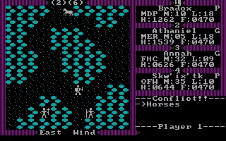 Exodus: Ultima III DOS Annah: &#x22;Oooh, looook, a pony! A pony!! How sweeeeet!!! Let&#x27;s ride!... Er... wait a moment...&#x22;
Pony: &#x22;GroooOOAAARRGHGH!!!&#x22;