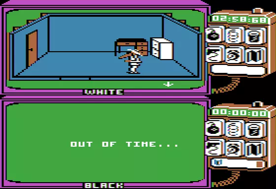Spy vs Spy Apple II Black spy ran out of time. So sad