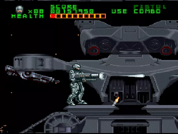 RoboCop Versus the Terminator SNES This massive Hunter-Killer boss takes up several screens and fights with multiple turrets and launchers
