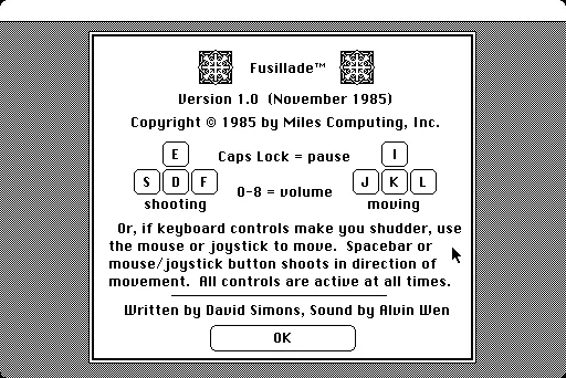 Fusillade Macintosh Title screen