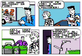 Accolade&#x27;s Comics featuring Steve Keene Thrillseeker Apple II The used car salesmen is crooked - no surprise here.