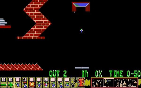 Oh No! More Lemmings DOS Crazy - Level 10 - This level looks tricky.