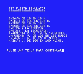 737 Flight Simulator MSX Main menu