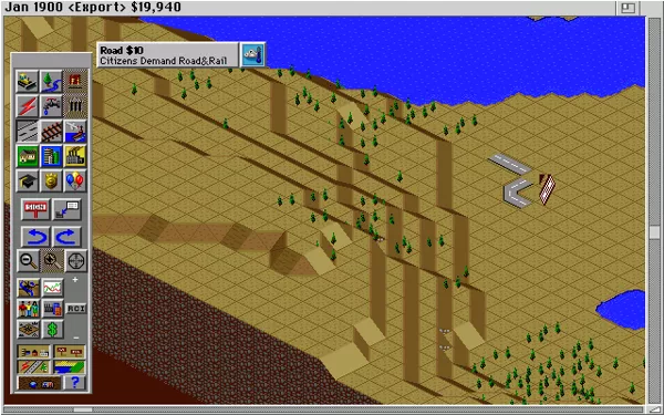 SimCity 2000 Amiga Building some roads. (Hi Res AGA)