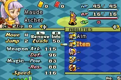 Final Fantasy Tactics Advance Game Boy Advance Abilities screen