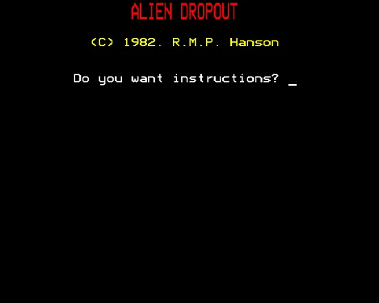 Alien Dropout BBC Micro Title screen
