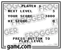 Frogger Game.Com Next level screen