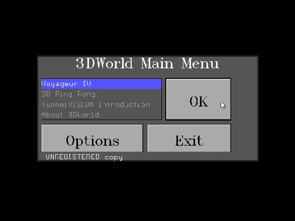 3DWorld DOS Main menu