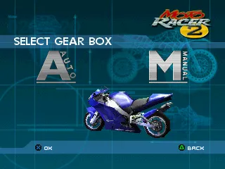 Moto Racer 2 PlayStation After selecting your bike, you must select transmission
