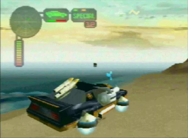 Vigilante 8: 2nd Offense PlayStation Picking up hover crafts over the Florida beach
