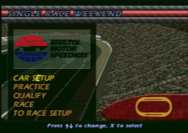 NASCAR 99 PlayStation Setting up a race
