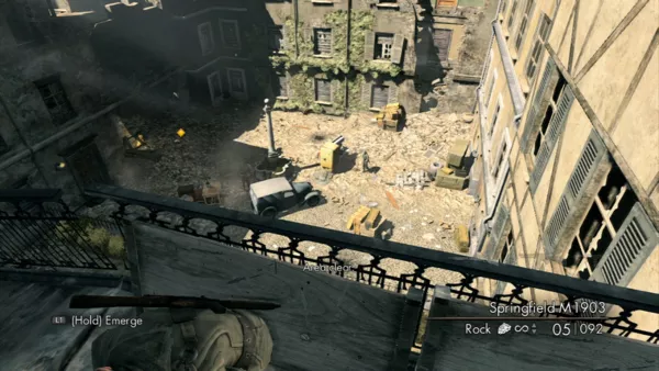 Sniper Elite V2 PlayStation 3 Guards below did not clear the area as well as they thought.
