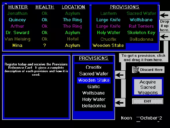 Dracula in London Windows 3.x Equip your slayers with holy weapons