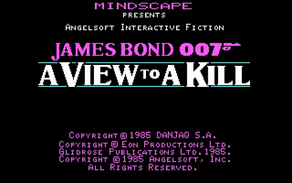 James Bond 007: A View to a Kill DOS Title Screen