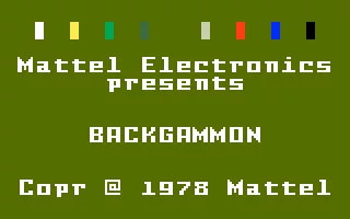 ABPA Backgammon Intellivision Title screen.