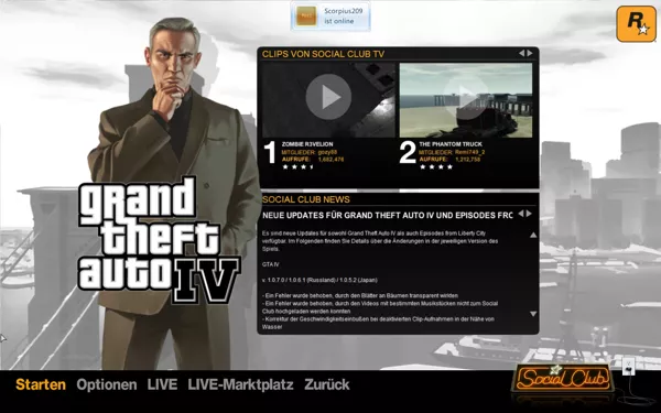 Grand Theft Auto IV Windows Main Screen: German