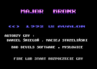 Major Bronx Atari 8-bit Title screen