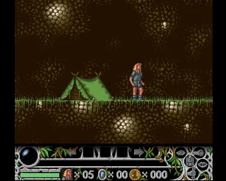 Cedric and the Lost Sceptre Amiga Level 1 - You begin next to your tent, left with nothing in your inventory.
