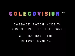Cabbage Patch Kids Adventures in the Park ColecoVision Title screen