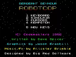 Sergeant Seymour: Robot Cop ZX Spectrum Main menu