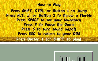 Tom &#x26; Jerry DOS Game Instructions Screen